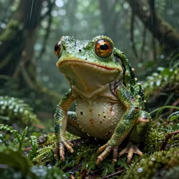 an amphibian goblin in a rainforest, digital art, realistic, 8 k, matte painting, fantasy art, ultra detailed