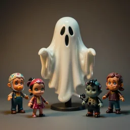 smooth spooky vintage ghost : : by mark ryden, lisa frank, marion peck, esao andrews : : action figure, sofubi, collectable figurine : : studio lighting, colored gels, colored background : : kodak portra 5 0 0, wetplate, flashlight, muted colours, 2 0 0 mm lens, shallow dof