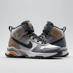 perfect sleek sneaker design, nike high top armored chunky shoes, sneaker design with sculpted aztec animal head motifs, chunky sci fi overwatch fantasy jrpg shoes