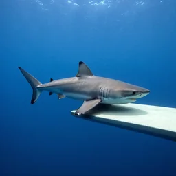 a shark on a diving board