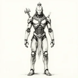cyborg hindu godbody skect, coherent, detailed, cyberpunk, full body