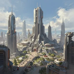 A professional digital painting of a far future sci-fi city, by Alena Aenami, trending on Artstation