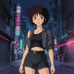 synthwave urban grunge by studio ghibli