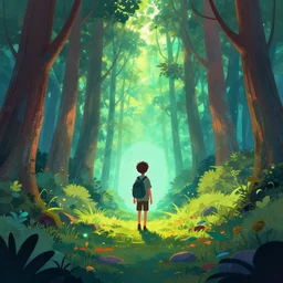 ethereal mystery portal, seen by wanderer boy in middle of woods, vivid colors, fantasy, trending on artstation, artgerm, cgsociety, greg rutkwoski, alphonse mucha, unreal engine, very smooth, high detail, 4 k, concept art, brush strokes, pixiv art, sharp focus, raging dynamic sky, heavens