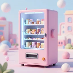 friendly robot vending machine with pastel led lights made of cheap materials selling cheap junk food in a city comprised of light matter, set in the distant future, plants, light prisms, rainbow diffraction, steampunk, cyberpunk, robots, warm lights, anime, vhs distortion, art style mimics starlight brigade by game grumps