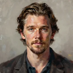 portrait of christian bale, digital painting