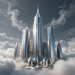 A chrome citadel in a futuristic architecture style, digital art, mammatus clouds