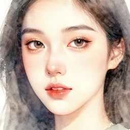of woman face, watercolor style,