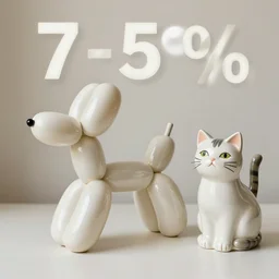 a mix between 7 5 % balloon animal dog 2 5 % ceramic cat