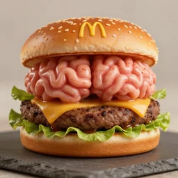 mcdonald's brain burger. highly detailed 8 k. intricate. lifelike. soft light. nikon d 8 5 0.