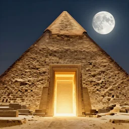 highly detailed environment concept alt art doorway glowing portal in the pyramid finely detailed illustration animation key frame, full moon