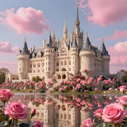 roses, castles, pink clouds floating in the sky,, by caspar david friedrich, dslr, ray tracing reflections, insanely detailed and intricate, hypermaximalist, elegant, ornate, hyper realistic, super detailed