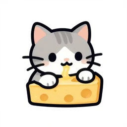 a logo of cat eating cheese, vector - art!!, illustration, design