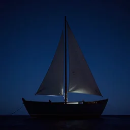place triangle ship high in the sky at night