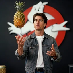 film still of tom cruise juggling pineapples in ghostbusters 2, 4 k