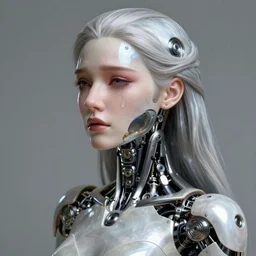 beautiful crying female android! deity, ( mechanical ), intricate, elegant, super highly detailed, digital painting, concept art, smooth, sharp focus, unreal engine 5, photorealism, hd, 8 k, beautiful, cinematic, art by angus mckie, moebius!, rutkowski, mucha, loish, wlop