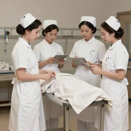 photo of a group of female nurses, working in a hospital 1920