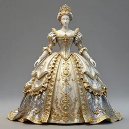 a beautiful render of rococo catholic princess sculpture with symmetry intricate detailed,by Nekro and aaron horkey and peter gric and Cedric Peyravernay and Billelis,Trending on artstation,ZBrush,masterpiece,maximalist,glittering,gold,silver，ivory,hyperreal
