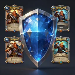 a crystal shield, a shield, a shield, a shield, artstation, hd, 8 k, sharp high quality artwork in style of greg rutkowski, concept art, blizzard warcraft artwork, hearthstone card artwork