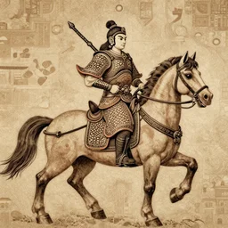 Apsaras warrior riding a horse,traditional Chinese textures, hyper detailed, by Brook Shaden