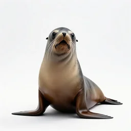 playful sea lion, studio photography, full body, isolated on a pure white background, centered, entire subject in frame, sharp focus, soft studio lighting