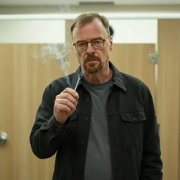 walter white smoking in a mcdonalds bathroom