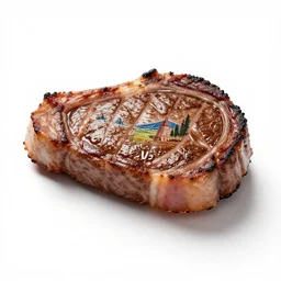 hand-painted steak, professional product shot, isolated on a pure white background, centered, entire object in frame, sharp focus, soft studio lighting