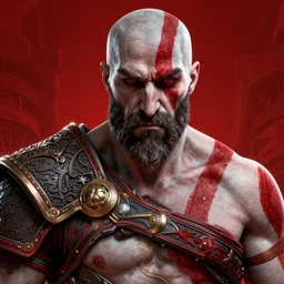 portrait of realistic kratos, an ultrafine hyperdetailed illustration by kim jung gi, irakli nadar, intricate linework, selected red color, octopath traveler, final fantasy, unreal engine highly rendered, global illumination, radiant light, detailed and intricate environment