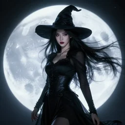 portrait of moon witch, beautiful, attractive, glowing, jaw dropping, dynamic lighting, dark, menacing, 4 k octane render, age 2 0