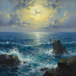 a beautiful epic wondrous fantasy painting of the ocean