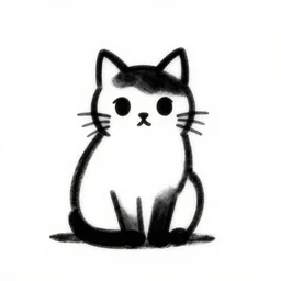 black and white, ink, cat, logo, simple