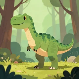 an illustration of a dinosaur k 0. 1 4 3 in the woods, trending on artstation, central composition, very cartoon, shape focus, high detailed, by anton fadeev