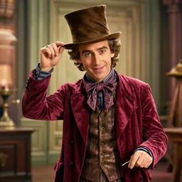 jeff goldblum as willy wonka ultra - realistic, super - resolution, ultra - hd, insanely detailed, super detailed
