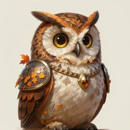 cute autumnal owlman knight, d & d, fantasy, portrait, highly detailed, digital painting, trending on artstation, concept art, sharp focus, illustration, art by artgerm and greg rutkowski and magali villeneuve