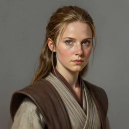 star wars portrait of a meryl streep by greg rutkowski, jaina solo, she is about 2 0 years old, thousand meter stare, wearing jedi robes, highly detailed portrait, scifi, digital painting, artstation, concept art, smooth, sharp foccus ilustration, artstation hq.