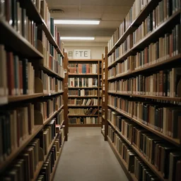 a quiet library with no people in the style of Broken Sword: 2