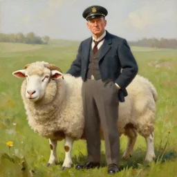 george s patton as a sheep, digital oil painting, trending on furaffinity