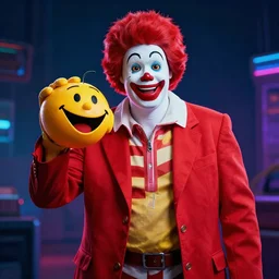 DALL·E 2022-07-29 10.19.10 - dramatic portrait of ronald mcdonald by lee jeffries, synthwave digital art, best on artstation