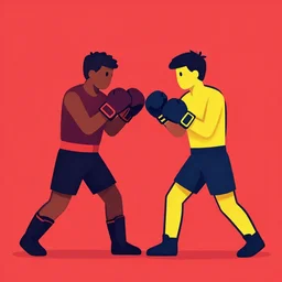 boxe fight minimalistic drawing, pop colors