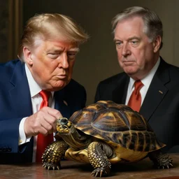donald trump eating a tortoise with the face of mitch mcconnell heironomous bosch