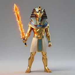 pharaoh wielding burning flaming sword, by cedric peyravernay, highly detailed, excellent composition, cinematic concept art, dramatic lighting, trending on artstation