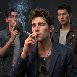 hyperrealistic mixed media image, stunning 3 d render inspired art by greg rutkowski and xiang duan and thomas eakes, smoking a cigarette,