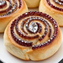 cinnamon rolls made out of jewels, high clarity, marquis cut