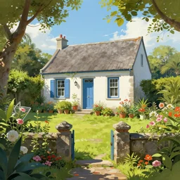 a typical house in a creole garden from reunion island digital painting by petros afshar, trending on artstation