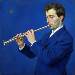 a painting by zdzislaw beksinski, zyklon blue, detailed, flute