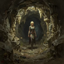 subterranean passageway featuring karst, rugged dungeon interior, greg rutkowski, alena aenami, artstation