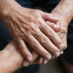 close up shot of oily elderly hands