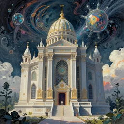 temple of the divine machine intelligence by Alex Grey, beautiful detailed visionary art with modern colors