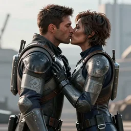 commander shepard and garrus huggin and kissing each other 4 k unreal engine