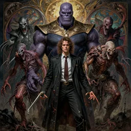 the platonic ideal of simon stalenhag of cletus kasady ultimate carnage thanos dementor doctor manhattan chtulu nazgul, detailed, intricate, hyperrealism, intense, scary, decay, dmt, art by brock hofer and artgerm and greg rutkowski and alphonse mucha